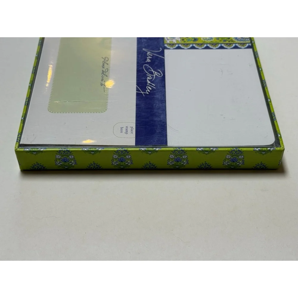 Vera Bradley CORRESPONDENCE CARDS (10) Citrus ELEPHANT Lime NOTE +Envelopes RARE